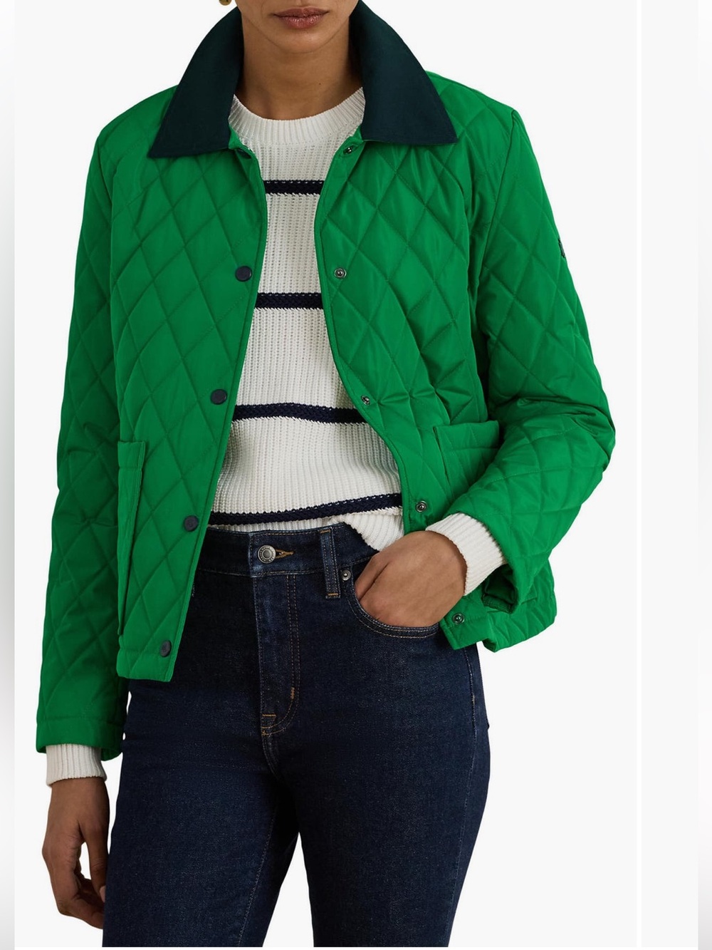 Lauren Ralph Lauren Twill Collar Quilted Jacket